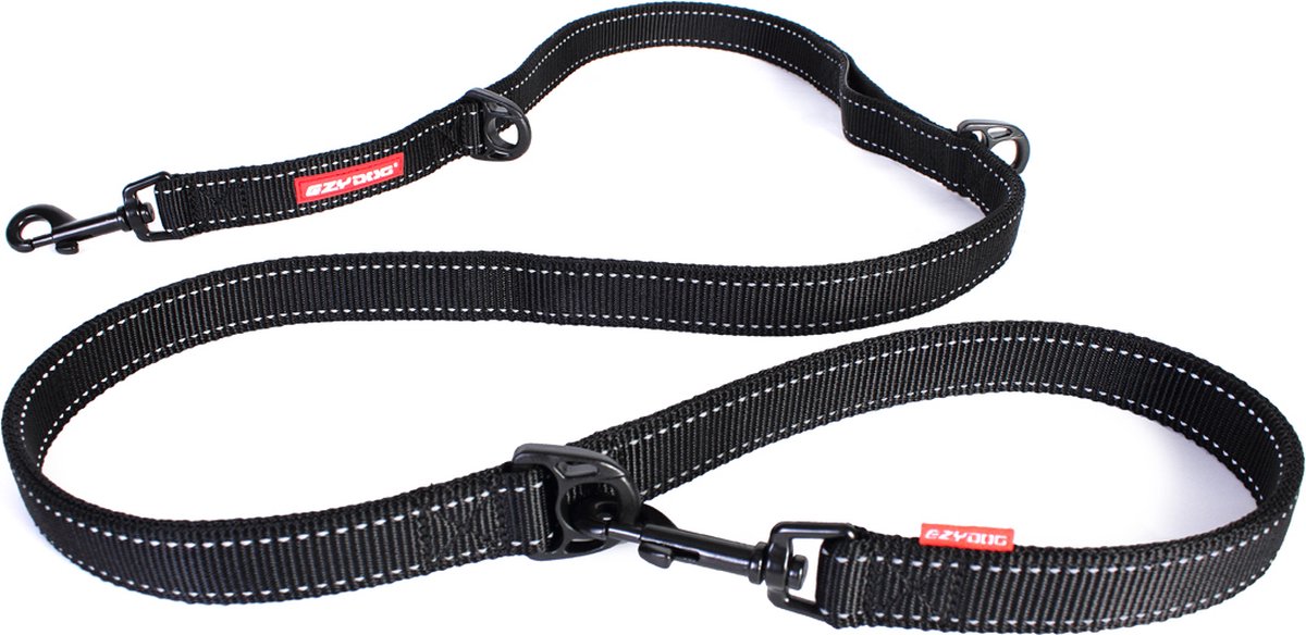 EzyDog Vario 6 Honden Riem - Looplijn voor Hond - 2.5cm - Zwart