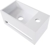 Julia Solid Surface Fontein Met Handdoekhouder Kraangat Rechts 356x203x159mm Wit