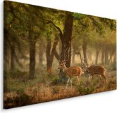 Schilderij - Jonge Hertjes in het Bos, Premium Print