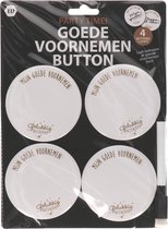 Goede voornemens Buttons Oud en Nieuw - Goud / Wit - Metaal / Kunststof - Set van 4 - Feestdagen - Feest - Oud en Nieuw - Oudjaar - Nieuwjaar - Voornemens - New year