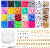 Adorzy Katsuki Kralen Set - 6.000 stuks - Letterkralen - Draad + Sluitinghaakjes - DIY – Klei kralen – Platte Kralen Set – Sieraden maken
