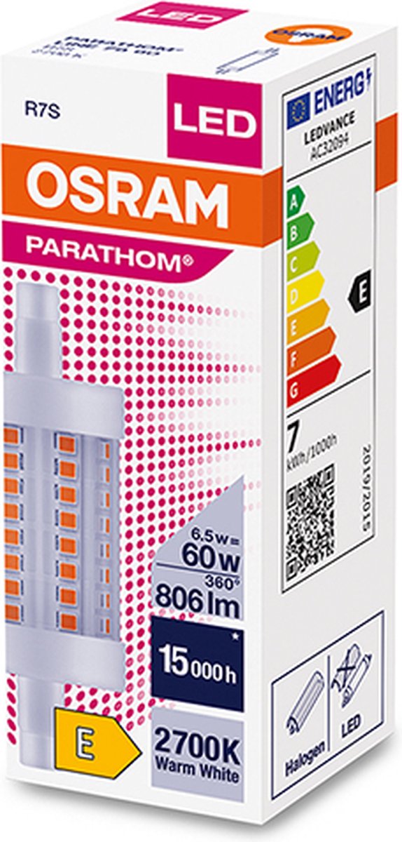 Osram Parathom Line LED R7s 78mm 6.5W 806lm - 827 Extra Warm White