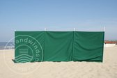 Strand Windscherm 4 meter dralon effen groen met houten stokken