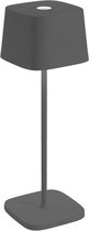 Zafferano Ofelia Tafellamp - Oplaadbare Buitenlamp Antraciet - Spatwaterdicht (IP65) - Bureaulamp Snoerloos - Dimbare LED Lamp - Draadloos Oplaadstation - Terraslamp - USB Oplaadba