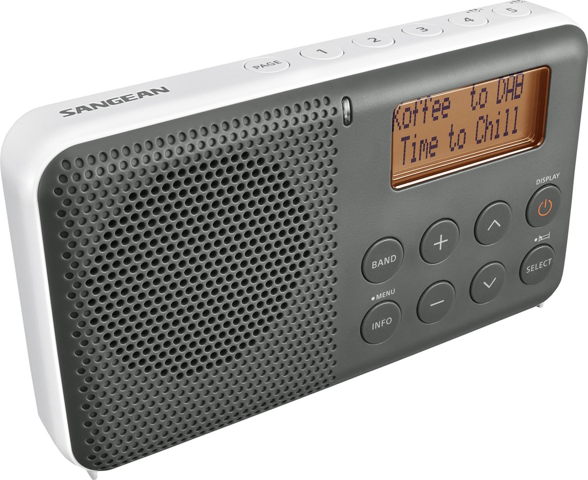 Sangean Pocket 640 - DPR-64 - Pocket radio met DAB+/FM en wekker - Grijs/Wit