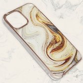 Apple iPhone  12 / 12 Pro Hoesje Goud Marmer  Stevige Siliconen TPU Case – iPhone 12 / 12 Pro Luxe Xtreme Back Cover Stevige Shockproof telefoon hoesje