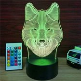 Klarigo®️ Nachtlamp – 3D LED Lamp Illusie – 16 Kleuren – Bureaulamp – Wolf Lamp – Sfeerlamp – Nachtlampje Kinderen – Creative lamp - Afstandsbediening