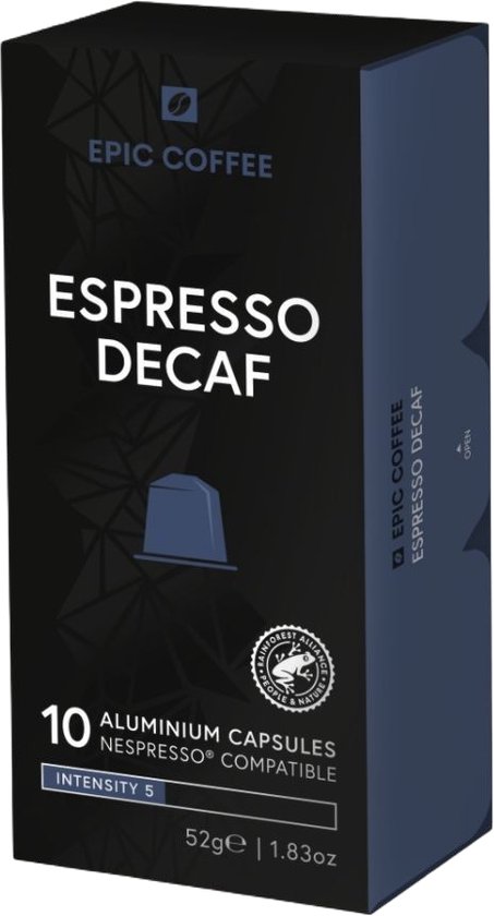 100 capsules Epic Coffee - Decaf - Nespresso® compatible aluminium capsules  - RFA... | bol.com