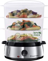 Russell Hobbs Dampfgarer 9,0l (60 Minuten Timer + Abschaltautomatik), 3 spülmaschinengeeignete Dampfgarbehälter + Reisschale + 6 Eierhalter, BPA-frei, Dampfkocher Cook@Home 19270-5