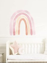 Muursticker - Regenboog - Pastel kleuren - Pasteltinten - Poeder roze  - Babykamer - Kinderkamer - Rainbow- Meisje - Girl - Verwijderbaar- Zelfklevend