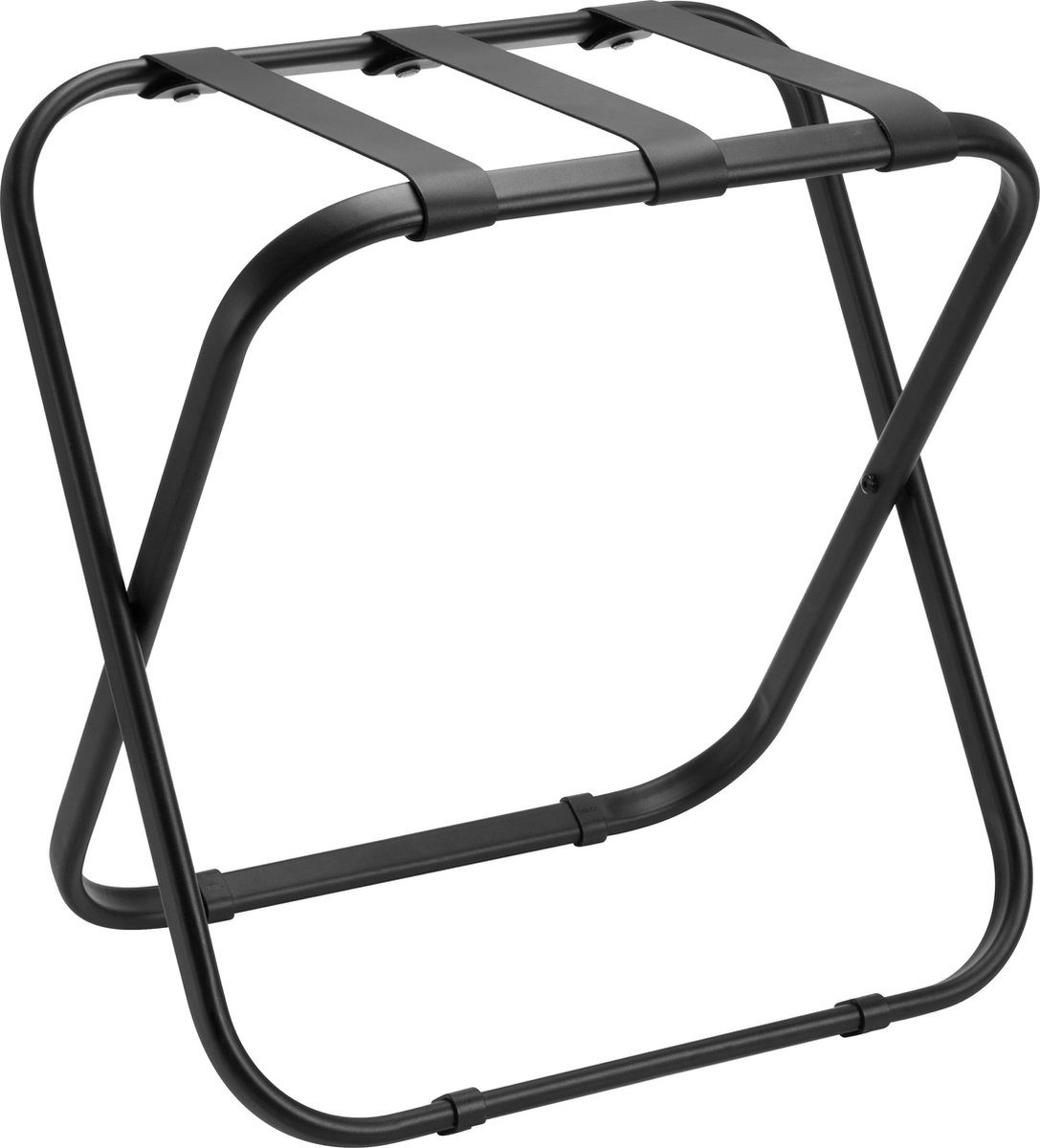 Kofferrek Roootz Traveler Zwart Metaal met Zwarte Leren banden | Compact opvouwbaar | Bagagerek Modern Design