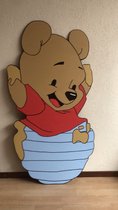 Geboortebord Winnie the Pooh in honingpot (neutraal) 80cm (normaal formaat)
