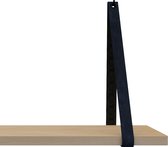 Leren Plankdragers - Handles and more® - 100% leer - NAVY - set van 2 leren plank banden