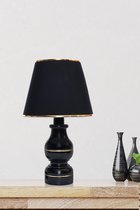 DC Lights Restu - Tafellamp - Houten Vintage - 41cm x 20cm - Zwart/Goud  - INCLUSIEF Lichtbron