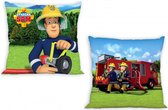 Brandweerman Sam met een Brandblusser (2 Zijden) Sierkussens - Kussen - 40 x 40 inclusief vulling - Kussen van Polyester - KledingDroom®