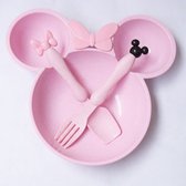 Peuter Baby Dinerbord-Servies voor Kinderen-Eetset voor kinderen-Kinderserviesset-3 delig-Duurzaam-Eco Friendly-Tarwe-Minnie-Roze