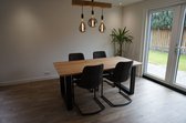 Eikenhouten eettafel | 90x180cm | U-poot slank Industrieel | verjongde rand