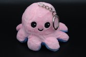 Octopus Knuffel Mood – Omkeerbaar - TikTok Hype 2021 – Verschillende Kleuren – Blij en Boos - Sleutelhanger - Blauw Licht Roze