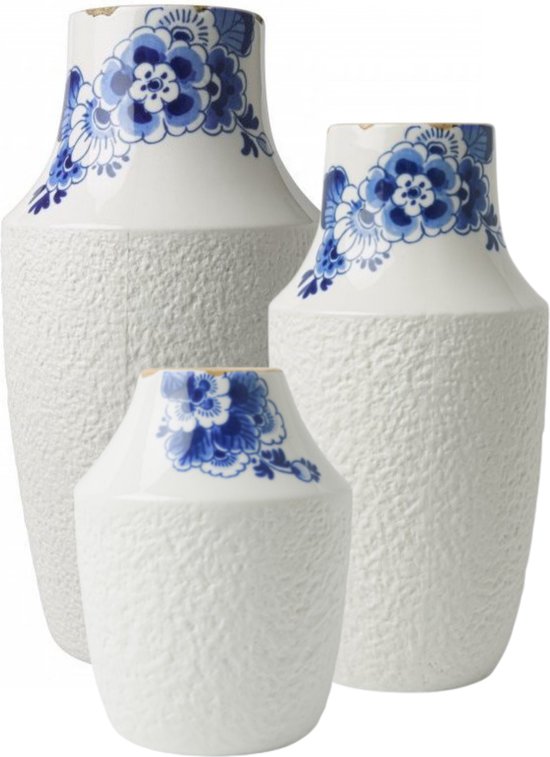 Vazen set van 3 - blauwe vaas - vazen set - vazen decoratief - aardewerk - hoge... | bol.com
