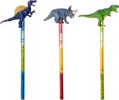 dinosaurus potlood - T-Rex Potloden set - 3st. - Dino Schoolspullen - Uitdeelcadeautje