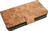 Made-NL Handgemaakte ( Apple iPhone 13 Pro Max ) book case vintage Bruin glad leer