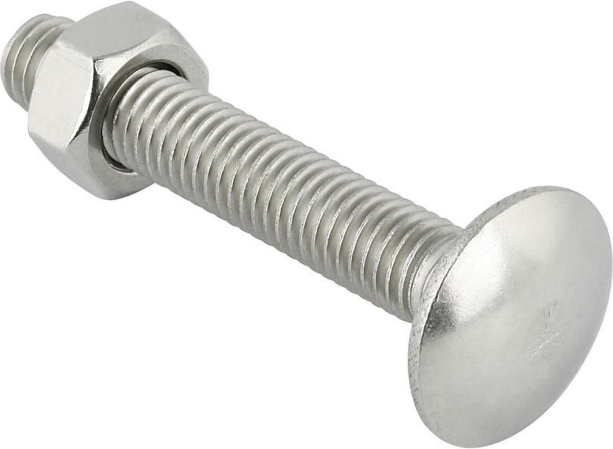 Slotbout met moer. M5 x 25mm. lang. verzinkt 16 stuks Houtbout. Homefix.