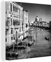 Canvas Schilderij Uitzicht over Venetië in zwart-wit - 50x50 cm - Wanddecoratie