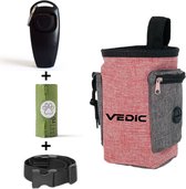 VEDIC® - Hondentraining Starterspakket - Beloningstasje Rood - Composteerbare poepzakjes - Honden clicker