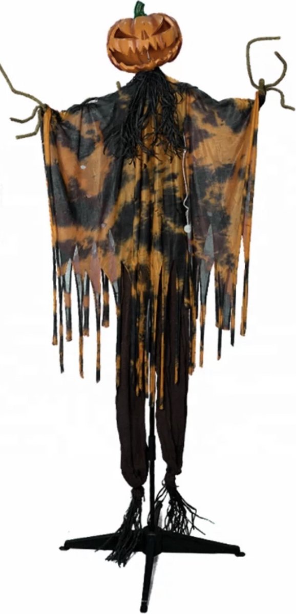 Halloween pop levensgrote bewegende en schreeuwende Horrible Pumpkin (1.96 m hoog)