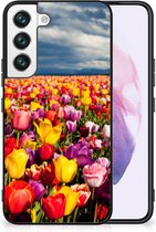 Coque de téléphone Coque Samsung Galaxy S22 avec tulipes à bord noir