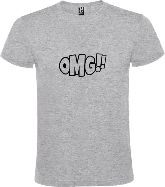 T-shirt Grijs avec texte 'OMG!' (Oh mon Dieu) imprimé Zwart taille 3XL