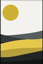 Walljar - Grey Tones Mountains II - Muurdecoratie - Poster met lijst