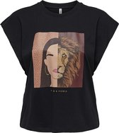 Only T-shirt Onlamara S/s Reg Halfface Top Box Jrs 15262101 Black/lion Dames Maat - M