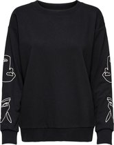 Only Trui Onlgiles L/s O-neck Face Line Swt 15255005 Black/lineart Dames Maat - M