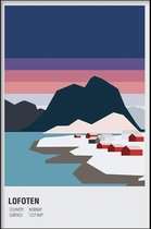 Walljar - Lofoten Norway Dawn - Muurdecoratie - Poster met lijst