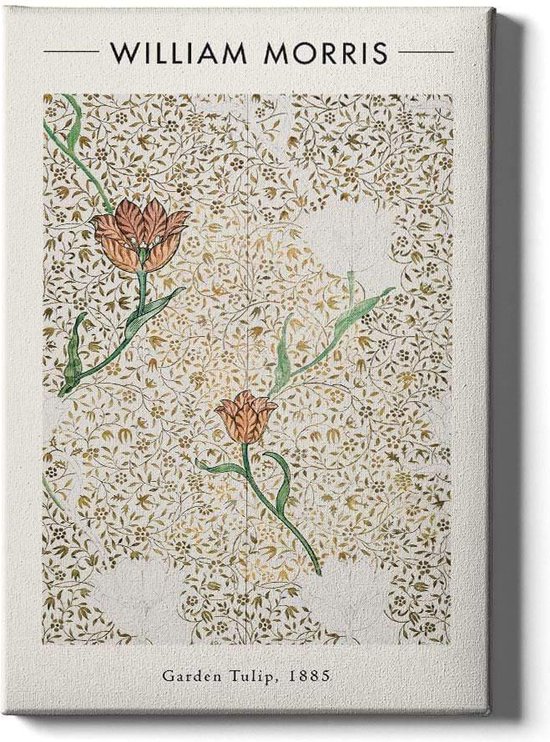 Walljar - William Morris - Garden Tulip - Muurdecoratie - Canvas schilderij