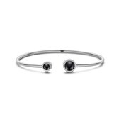 CO88 Collection 8CB-90893 Stalen Armband - Dames - Bangle - Agaat - Zwart - 4 en 6 mm Doorsnee - Armband - 58 x 49 mm - 2 mm Dikte - Staal - Zilverkleurig