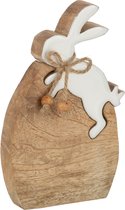 J-Line Konijn Op Ei Puzzel Mango Hout Naturel/Wit Medium Set van 4 stuks