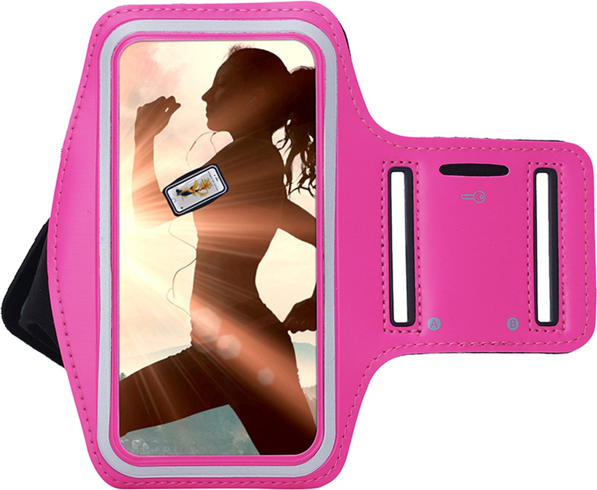 Geschikt voor Nokia 6 Hoesje - Sportband Hoesje - Sport Armband Case Hardloopband Roze