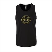 Zwarte Tanktop sportshirt met "Limited Special Edition" Print Goud Size S