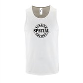 Witte Tanktop sportshirt met "Limited Special Edition" Print Zwart Size L