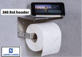 Toiletrolhouder met 360° Telefoonhouder MultiFuncti - Toiletrolhouder - WC Rolhouder - Badkamer Accessoires - Badkamer - RVS