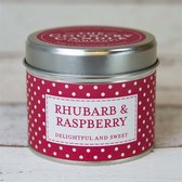 Rhubarb & Raspberry Polka Dot Candle in Tin