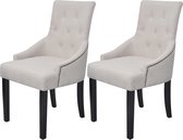 Furnibella –2x Eetkamerstoel Stoelen Eetkamer Stoel Set Eetkamerstoelen Stoelenset Keukenstoelen Dinerstoel Eetstoelen Polyester Crèmegrijs