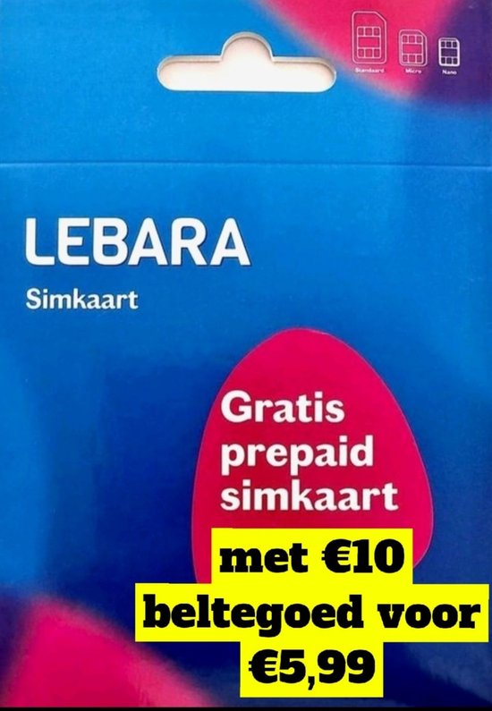 Lebara Simkaart met €10, Beltegoed