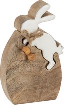 J-Line Konijn Op Ei Puzzel Mango Hout Naturel/Wit Small Set van 6 stuks