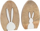 J-Line Konijn Silouet Puzzel Mango Hout Naturel/Wit Medium Assortiment Van 2/ Set van 4 stuks