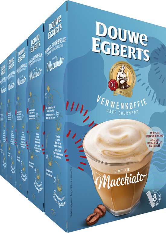 Douwe Egberts Verwenkoffie Latte Macchiato Oploskoffie - 5 x 8 zakjes