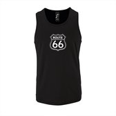 Zwarte Tanktop sportshirt met "Route 66" Print Wit Size S