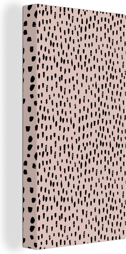 Tableau sur toile à pois - Rose - Zwart - 40x80 cm - Décoration murale
